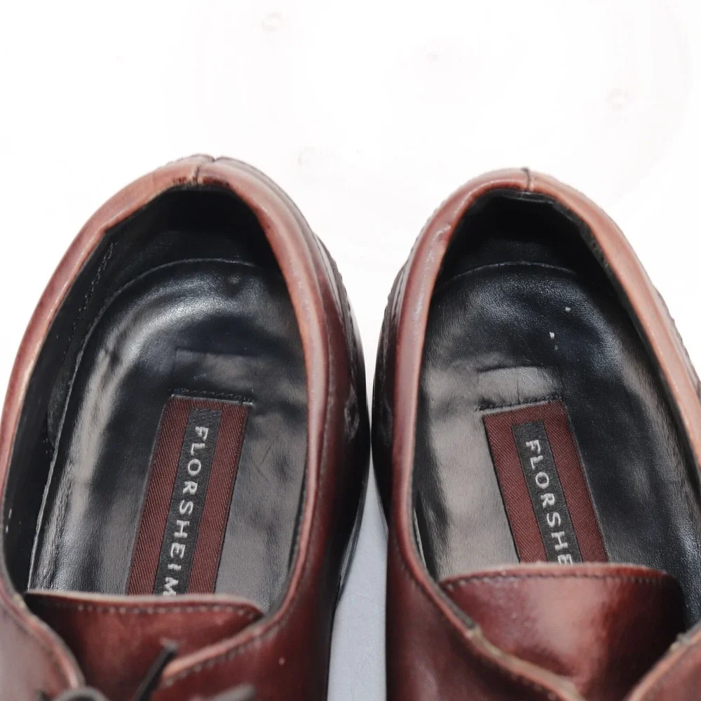 Florsheim Shoes Mens Welles Oxford Size 10.5 D Brown Leather Cap Toe Derby Dress